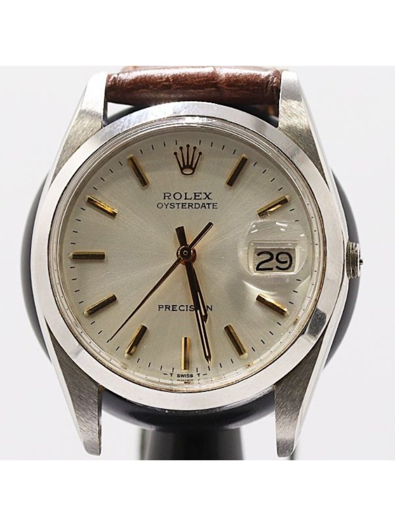 Rolex Oyster Date Precision Hand Wound Silver Dial Watch